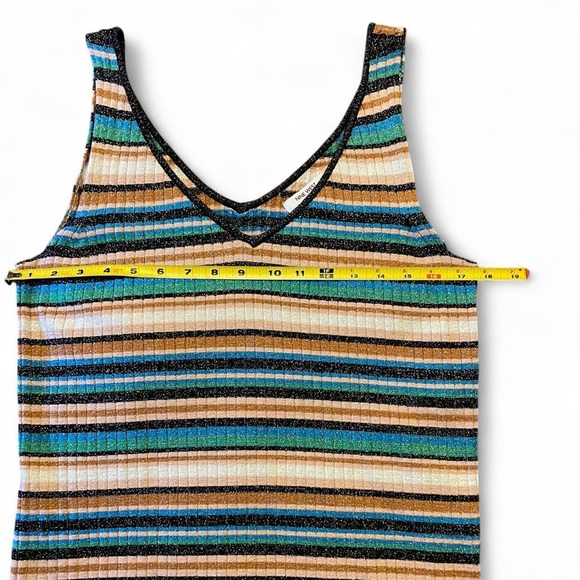 NWOT Nine West Multicolor Striped V-Neck Tank Top - Picture 2 of 3